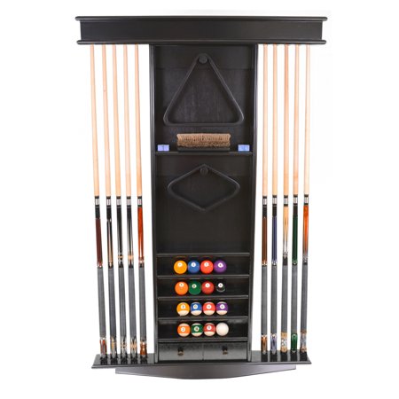 Cue Rack Only - 10 Pool Cue - Billiard Stick + Ball Set Wall Rack Black Finish