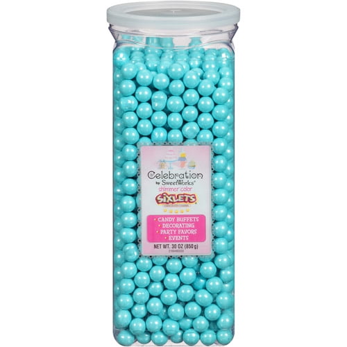 Celebration by SweetWorks Sixlets Chocolate Flavored Shimmer Powder Blue Candy, 30 oz by SWEETWORKS