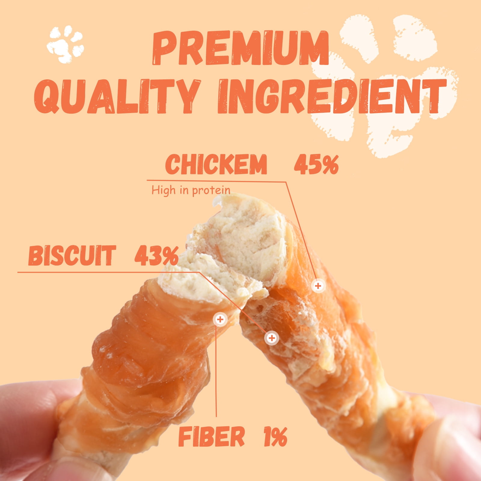 (2 pack) Pawmate Chicken Jerky Biscuits Dog Treats, Tasty Crunchy Chews for All Dogs, 11oz