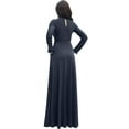 thumbnail image 5 of KOH KOH Long Sleeve Modest Fall Winter Pockets Evening Flowy Empire Waist Full Floor Length Cocktail Semi-Formal Tall Maxi Dress Gown Abaya For Women Slate Gray Grey Medium US 8-10 NT353, 5 of 6