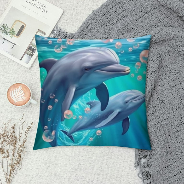 JEUXUS Dolphin Bedding Set Cute Dolphin Jumping Blue Ocean Animal