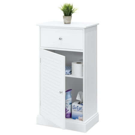 Best Choice Products Wooden Bathroom Floor Cabinet with 2 Shelves & Drawer Storage Compartment,