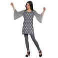 thumbnail image 3 of Moomaya Printed Indian Short Kurti Dress Poly Crepe Tunic Round Neck Mini Dress, 3 of 5