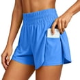 thumbnail image 2 of Running Shorts for Women with Liner 2 in 1 Elastic High Waisted High-Split Summer Athletic Workout Gym Shorts with Pockets, 2 of 9