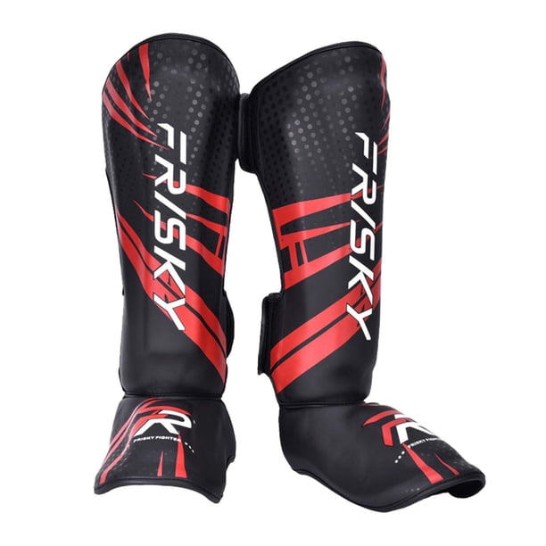 Protège-tibias De Kickboxing – Rembourrage PU épais, Réglable, Protection Du Cou-de-pied, Tailles M/L