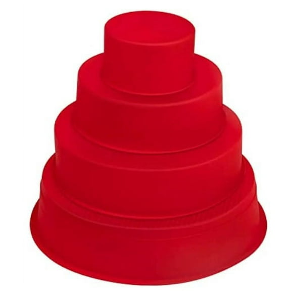 DECORNIJIA Baking Pans Round Silicone Cake Mold 4Pcs Red