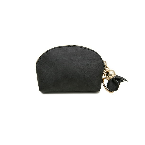 Qarigey Cartera para niñas PU flor borla colgante llavero documento moneda almacenamiento monedero portátil viaje tarjeta de crédito bolsillo negro Carteras Negro Qarigey AP011556-03