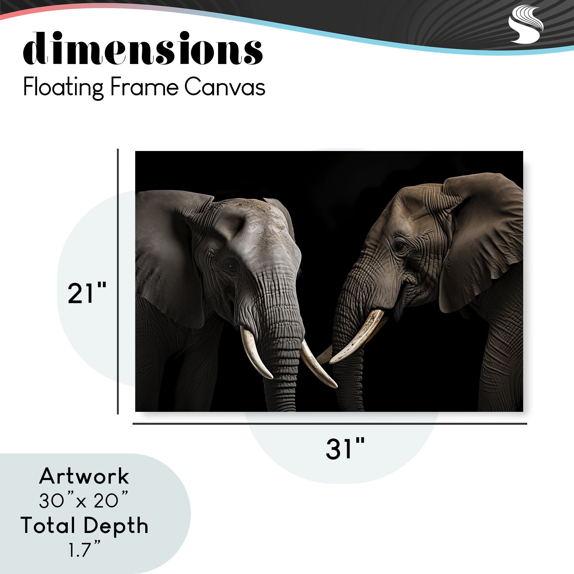 Pachyderm Elephant Pair Gray Framed Floater Canvas Wall Art, design by Decent Exposures