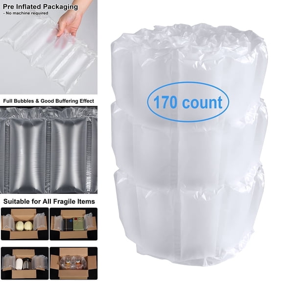 Gamexcel 170 Count Air Pillows for Shipping, 4 x 8 in Pre-Filled Air Cushion Bags, Void Fill Packing Material for Moving, Fragile Items