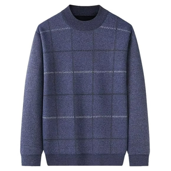 Pisexur Sweaters Men Soft and Comfortable Fall Sweaters Man Fashiom Solid Color Intensification Warm Round Neck Shirt Sweater Blouse Blue,2XL