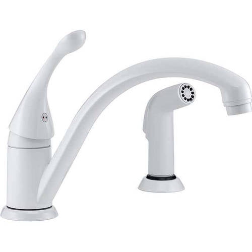 Collins Single Handle Kitchen Faucet with Spray in White 441-WH-DST