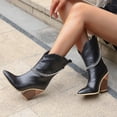 thumbnail image 3 of NECHOLOGY Botas Mujer Adulto Femenino Zapatos Botines de mujer Botas de tacón gruesas con decoración de de metal de cuero de moda para mujer (Black, 7.5), 3 of 7