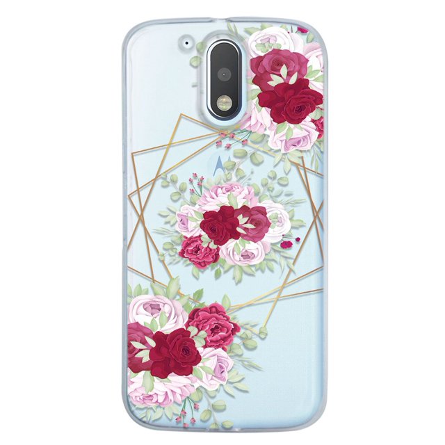 Funda Para Moto G4 Plus Flores y Lineas, Uso Rudo, InstaCase Protector para Moto G4 Plus Antigolpes, Case Flores y Lineas
