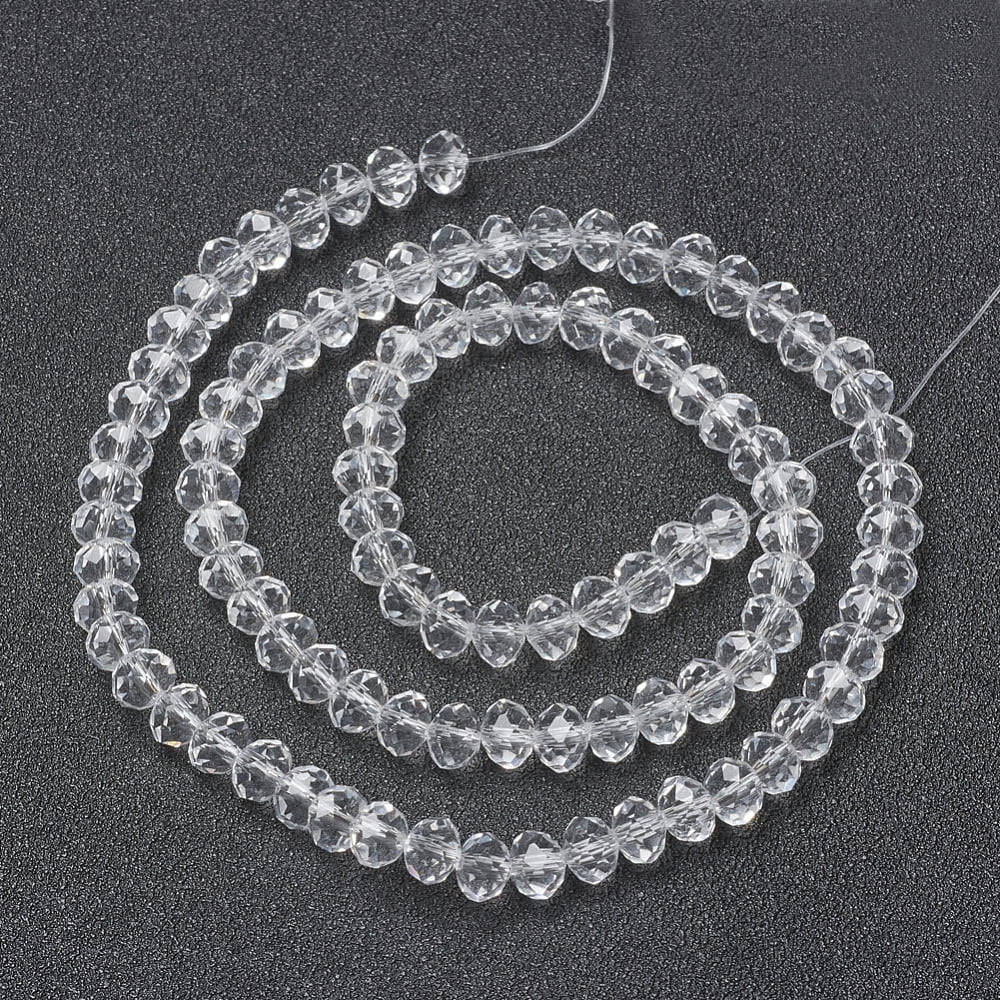 20 strand Glass Beads Strands Faceted Rondelle Clear 8x6mm Hole: 1mm 64~65pcs/strand 15.75~16.14 inch(40~41cm)