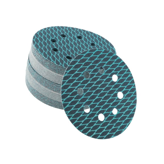 50 Pcs Sanding Discs 5 Inch 8 Hole 100 Grit Hook and Loop Sandpaper Universal for Automotive Repair Blue