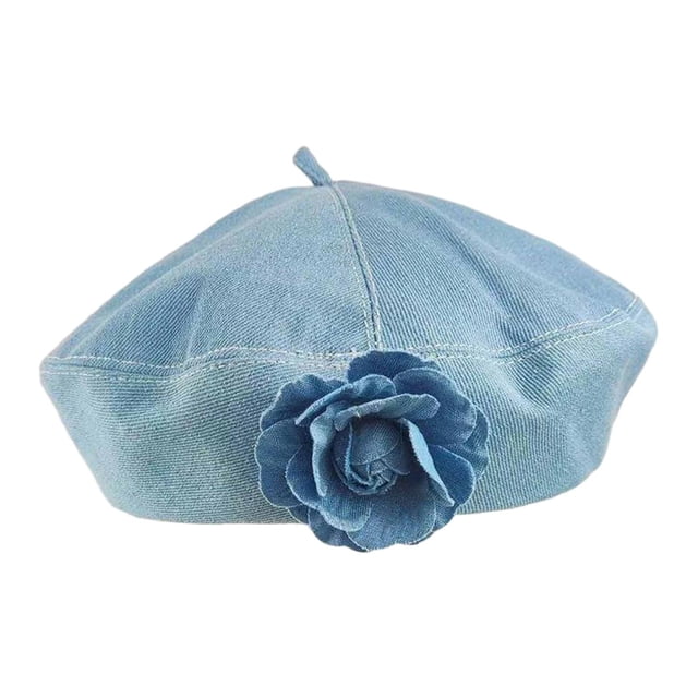 Boina de mujer, sombrero de moda para fiestas de primavera, viajes, festivales, tocados y disfraces. Azul vaquero claro