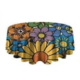thumbnail image 5 of Pioneer Flower Floral Print Pattern Round Tablecloth 60"x60",Wrinkle Wipeable Table Cloth for Kitchen Dining Room Picnic Patio Party, 5 of 6