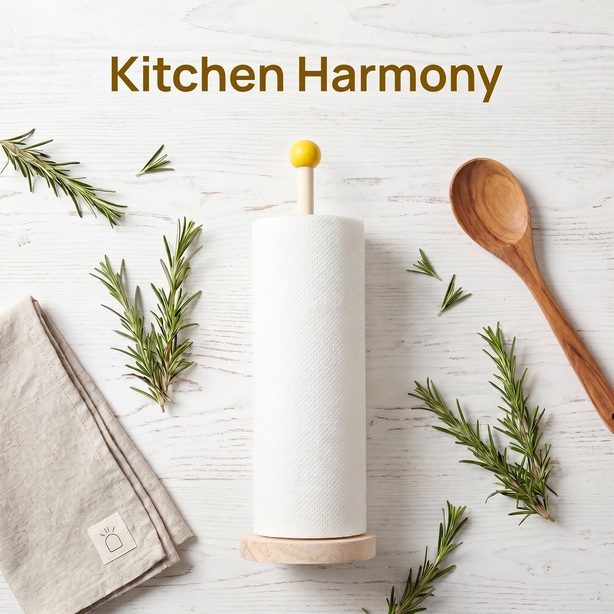 Unique Bargains Paper Towel Holder Wood Kitchen Decor for Bathroom Spheres 10.4x3.1inch