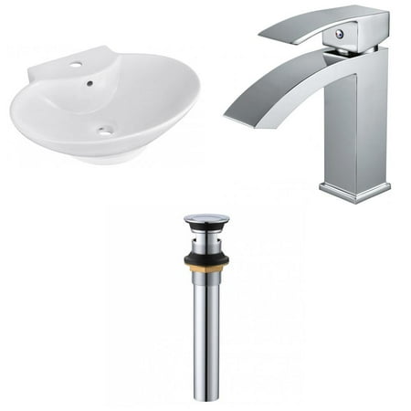 

American Imaginations 22.75-in. W Above Counter White Bathroom Vessel Sink Set For 1 Hole Center Faucet_AI-33857