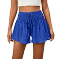 thumbnail image 5 of Ounisa Women's Summer Casual Fashion Solid Drawstring Elastic Waist Loose Culottes Shorts Flowy Breathable Lightweight Airy Shorts, 5 of 7
