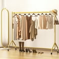 thumbnail image 2 of Nefoso Heavy Duty Clothes Rack with Wheels,Rolling Garment Clothing Rack for Display and Storage, Hanging Clothes,71"L x 18.4"W x 60"H(Gold), 2 of 10