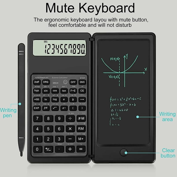 Calculadora Científica de ingeniería con Pantalla LCD portátil, tableta de escritura + bolígrafo, herramientas de cálculo de contabilidad financiera, 10 dígitos Fivean unisex