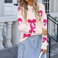 thumbnail image 4 of Rciityk Fall Sweaters for Women Casual Long Sleeve Crew Neck Loose Bow Tie Print Knit Pullover Top - Fall Savings Clearance, 4 of 8