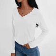 thumbnail image 6 of SRZYMJ Women's V Neck T Shirts for Women Lace Long Sleeve Cute Tops Fall Winter Dressy Business Casual Blouses Trendy Basic Tees, 6 of 8