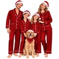 thumbnail image 2 of Harpily Christmas Family Pajamas Matching Sets Long Sleeve Button Down Shirts Soft Satin Sleepwear for Family Holiday Nightwear, 2 of 6