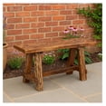 thumbnail image 2 of Wooden Garden Bench with Etching - Outdoor Patio Furniture - Cappuccino Brown - 31" Long - Heavy Duty - Nilotica Wood - Footrest for Comfort, 2 of 9