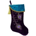 thumbnail image 2 of Northlight 19" Purple Velvet Regal Peacock Embroidered Feather Christmas Stocking with Gold Tassel, 2 of 6
