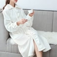 thumbnail image 5 of POIUYTR Women's Plush Long Robe Warm Soft Fleece Bathrobe Button Up Housecoat Winter Fuzzy Spa Bath Robe Loungewear Sleepwear with Pockets, 5 of 5