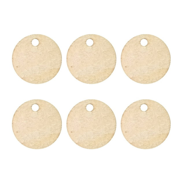 Milisten 50 Pcs Pièces Rondes en Bois de 2cm Tranches avec Trou pour Décoration Maison Bricolage