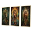 thumbnail image 3 of Designart "Holy Mary Radiating Aura IV" Christianism Framed Wall Art Set Of 3 - Green Traditional Frame Gallery Wall Set For Home Decor, 3 of 6