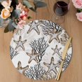 thumbnail image 3 of Coastal Brown Coral Round 13 Inch Placemats Set of 6, Summer Ocean Starfish Nautical Vintage HeatResistant Non Slip Place Mats for Dining Table, Wipeable Braided Kitchen Table Mats for Housewarming, 3 of 9