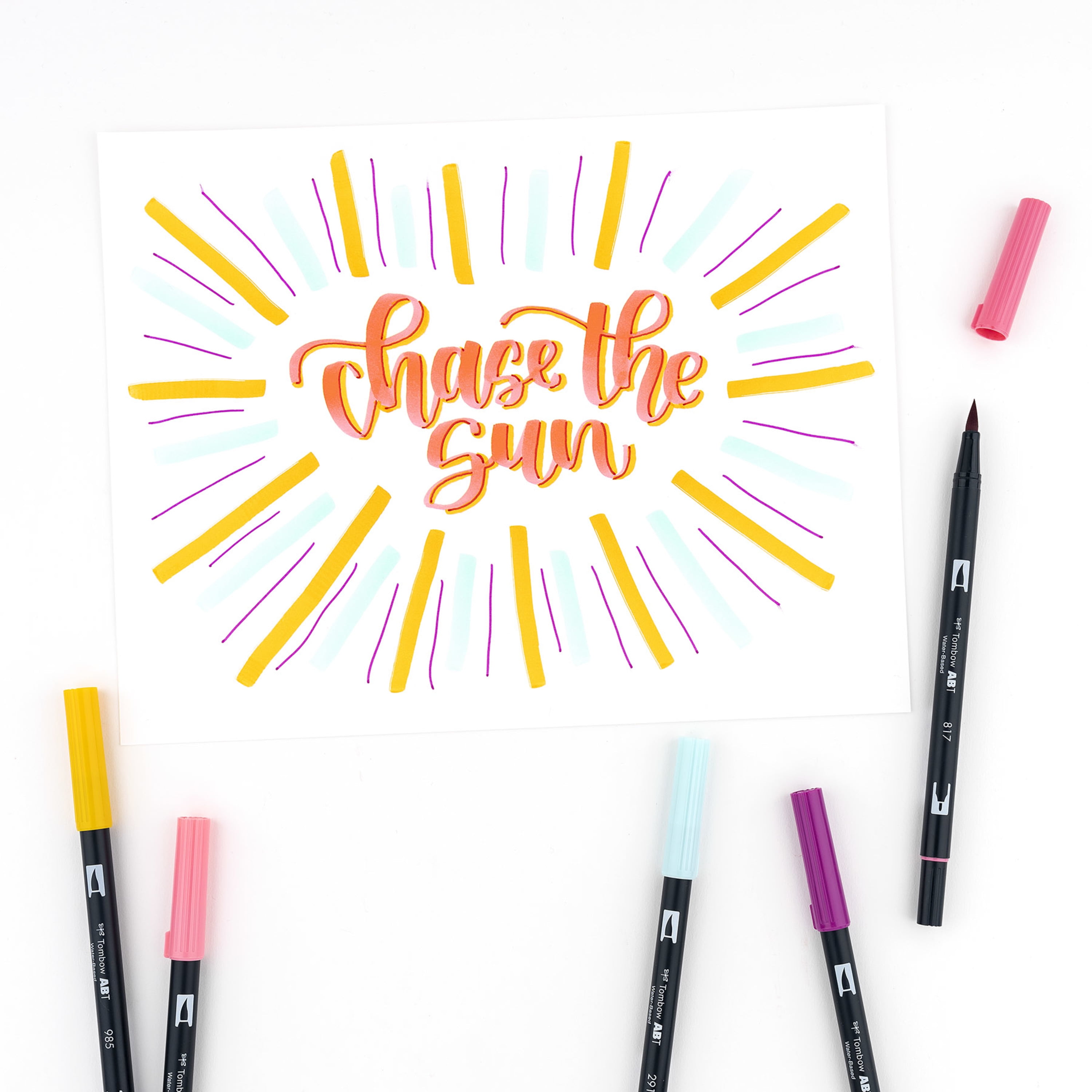 Marker Blended Lettering Card – Tombow Dual Brush Pens – K Werner Design  Blog