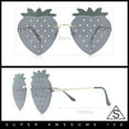 thumbnail image 4 of Womens Funky Strawberry Heart Shape Rimless Lolita Metal Frame Sunglasses Gold - Purple, 4 of 8