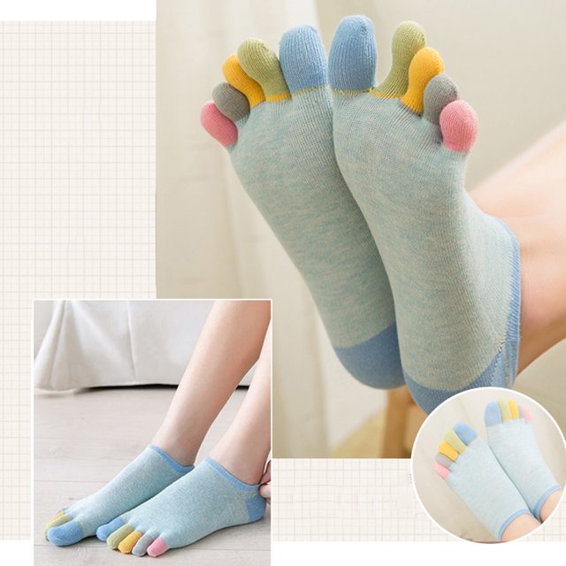 Calcetines Tobilleros De Algodón Con Forro Invisible Para Mujer, Con Dedos De Colores, Para Correr ANGGREK Otros