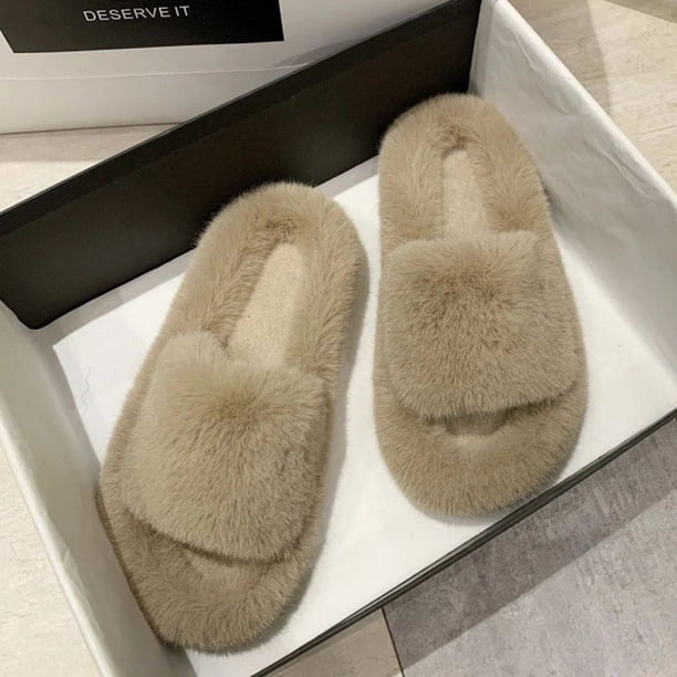 Zapatillas Calientes Zapatillas de felpa acogedoras con punta abierta para mujer Suministros para el hogar de espuma viscoelástica (marrón oscuro 40)