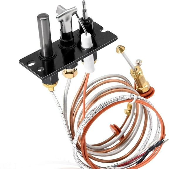 4021-737 Propane Gas (LP) Pilot Assembly Parts for Heatilator, Heat-N-Glo, Quadrafire Fireplaces, 485-511A Heat N Glo Propane Gas Fireplace Pilot Assembly Kit with Thermopile