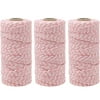 Just Artifacts 12Ply 110-Yards Decorative ECO Bakers Twine for DIY Crafts & Gift Wrapping (3pc, Light Pink)