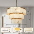 thumbnail image 2 of Alabaster Three-Tier Chandelier with Metal , Detailing Rustic , Metal detailing , Natural stone , hanging light fixtures for living room , modern chandelier for living room, 2 of 9