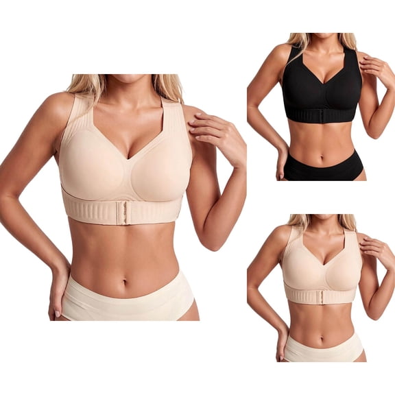 Posture Corrector Bra Full Coverage Wide Strap Jelly Strips Molded Cup Wireless Anti Sagging Push Up Sports Bras