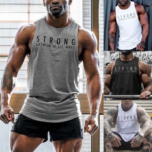 Details about   Men Gym T Shirt Bodybuilding Tops Workout Fitness Training Sport Tops Activewear 