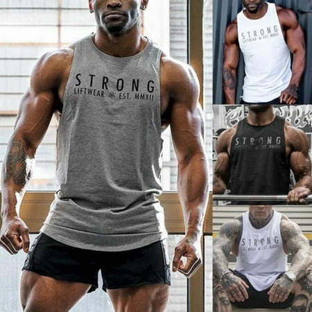 Mens Fitness Activewear Tops T-Shirt Sport Gym Bodybuilding Muscle Tee (Best Shirt To Wear Under Ballistic Vest)