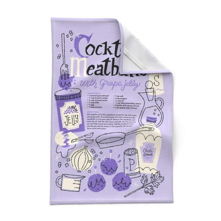 

Printed Tea Towel Linen Cotton Canvas - Meatballs Vintage Retro Kitsch Illustration 1950S Print Decorative Kitchen Towel by Spoonflower