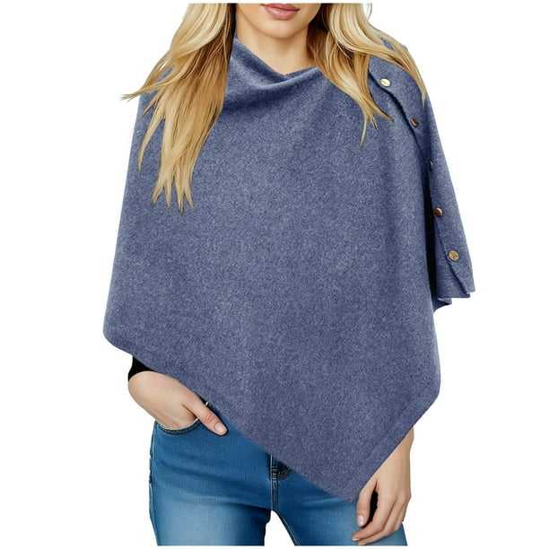 Capa larga con botones para mujer, chal para mujer, chal tejido, cárdigan, capa de lana, tops con hombros descubiertos, chales, bufanda, chal de color liso para mujer, ropa para muñecas