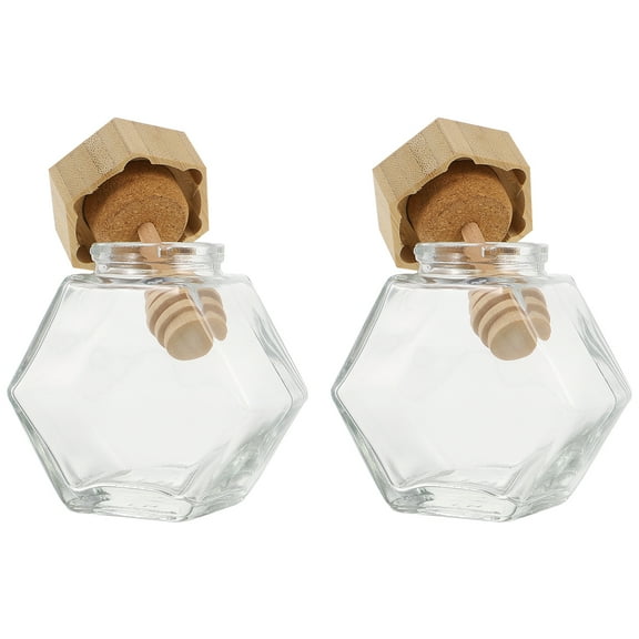 FRCOLOR 2Pcs Sealed Honey Jars with Wood Lid 100ml Small Transparent Pot