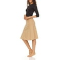thumbnail image 5 of Soft Cotton A-Line Midi Skirt For Women By BGDK- Knee Length Skirt With middle seam Elastic Waist- 95% Cotton Fit And Flare Skirt- High Waist Flowy Skirt For Work, Office, Business, Church heather, 5 of 5