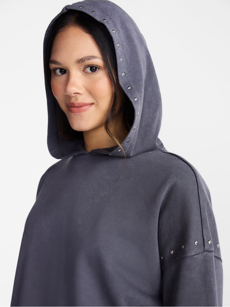 No Boundaries Mineral Wash Studded Fleece Oversized Hoodie